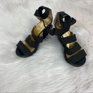 Daniblack Strap Black Wedge Sandals